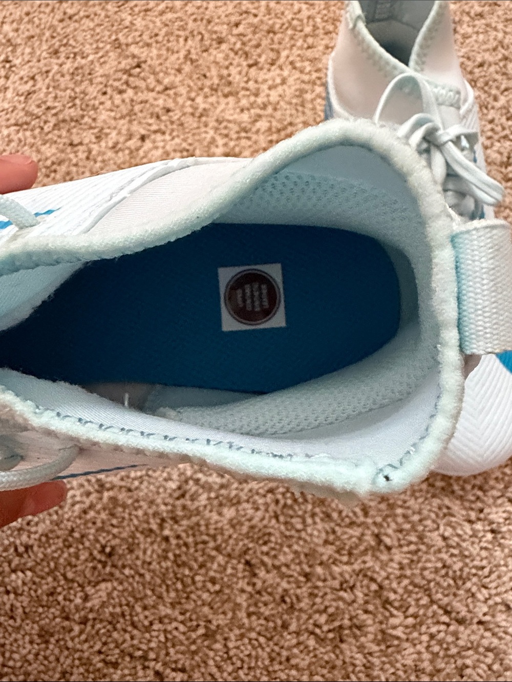 Nike Kids White and Blue Soccer Cleats - Picture 6 of 7